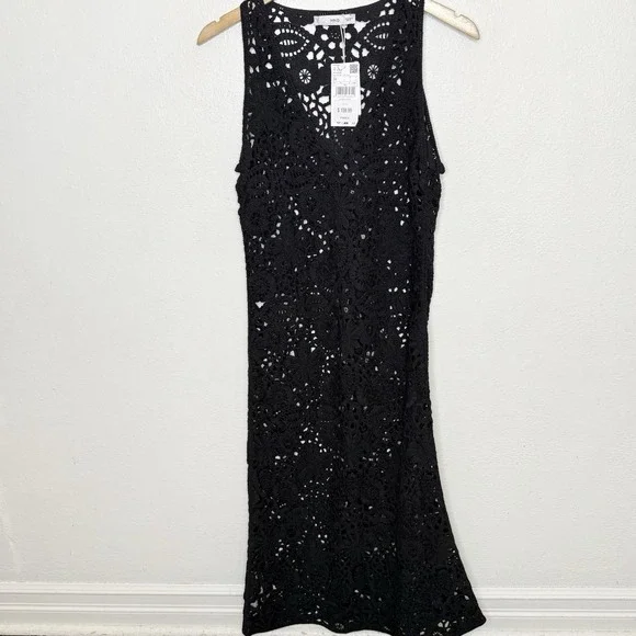 Mango | Dresses | New Mango Black Crochet Midi Dress Vneck Floral Beach  Resortwear Mng Womens 6 | Poshmark
